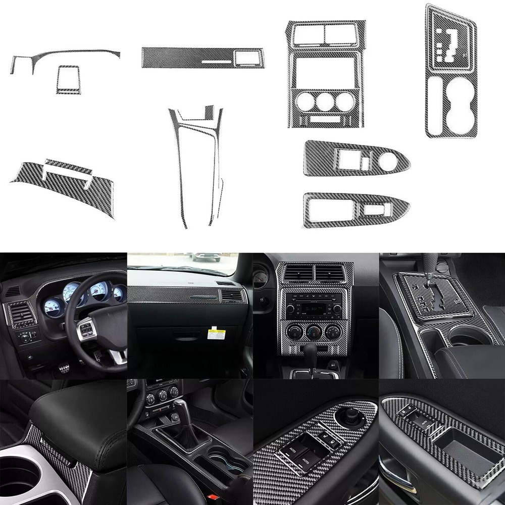 24Pcs Real Carbon Fiber Interior Full Set Cover Trim For Dodge Challenger 08-14