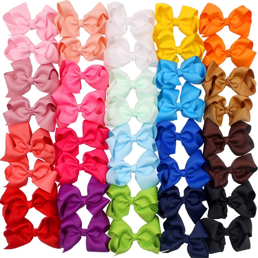 40PCS 4.5 Inch Hair Bows for Girls Grosgrain Ribbon Toddler Hair Accessories ...