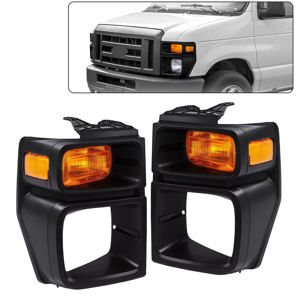 Ford E150 E250 08-14 Headlight Trim Bezels with Turn Signal