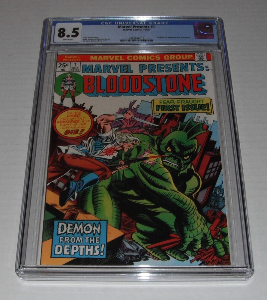Marvel Presents # 1..CGC Universal 8.5 VF+ grade.1975 comic--First Bloodstone-bf