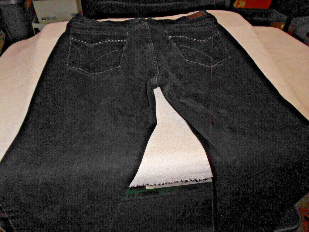 Womens LEVIS 505 STRAIGHT LEG STRETCH 5 Pocket BLACK denim jeans 12 M (33 x 31)