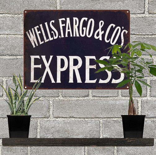 Vintage Wells Fargo Express Bank Safe Metal Sign 9x12 Retro Advertising Decor