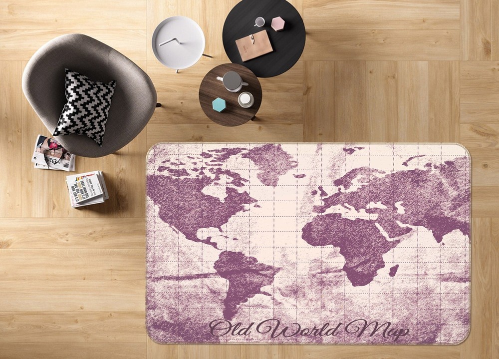 3D World Map Non-Slip Rug Mat Elegant Photo Carpet Romy 001BNO