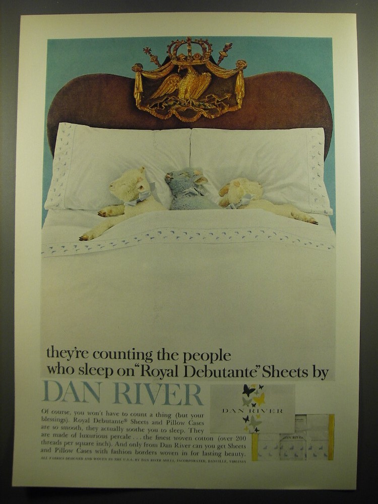 1960 Dan River Royal Debutante Sheets Ad - They're counting the people