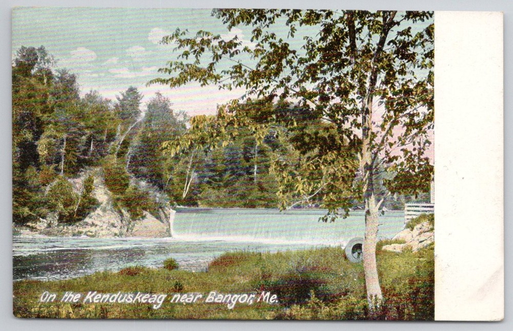 Kenduskeag Stream Waterfall Bangor Maine ME Postcard 1910s Hugh C. Leighton