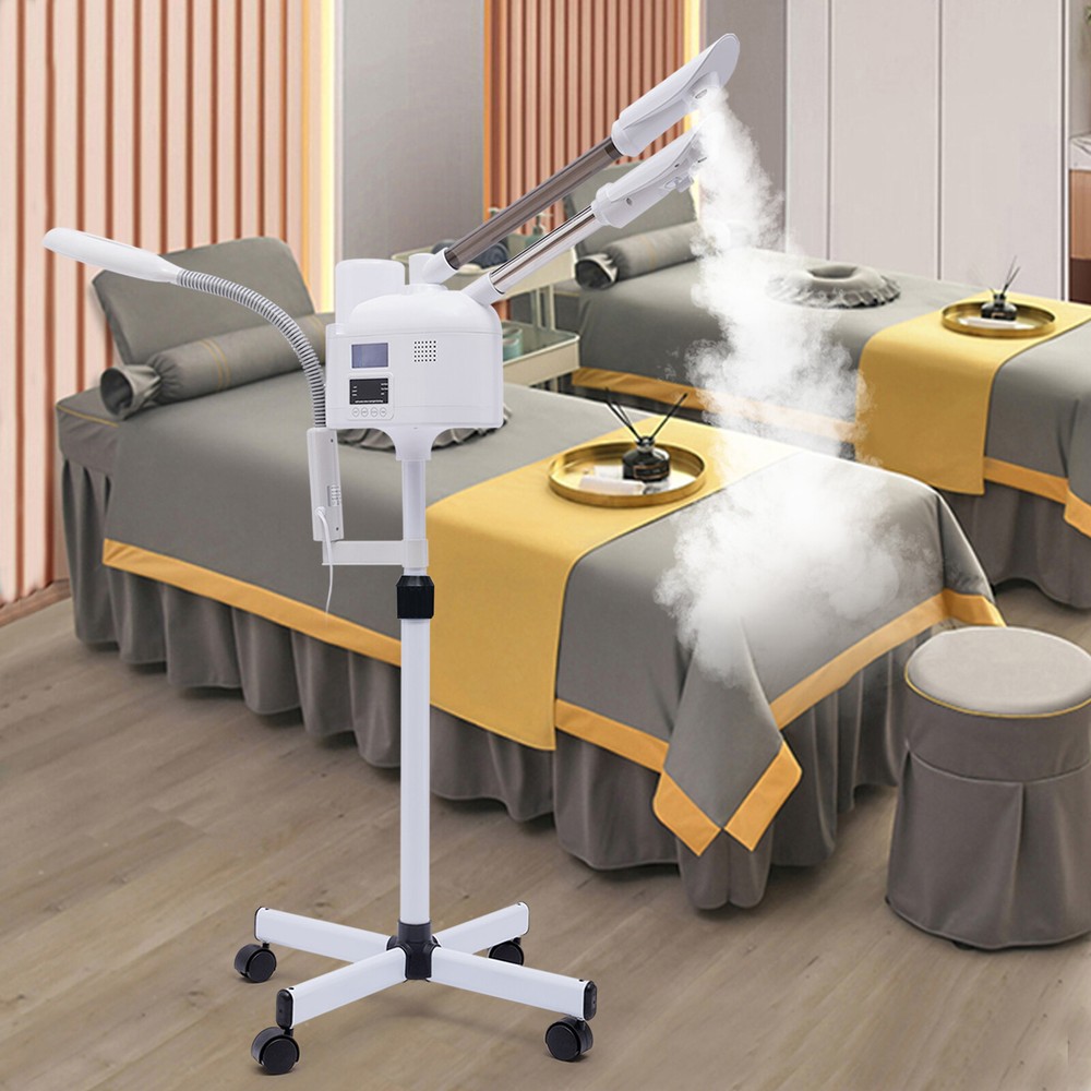 Pro 3 in 1 Facial Steamer 5X Magnifying Lamp Hot& Cold Ozone Machine Spa Salon