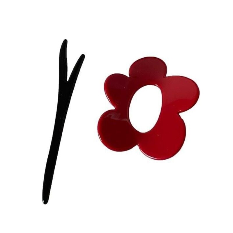 Red Flower Branches Hairpin Acrylic Hair Styling Tool for Women
