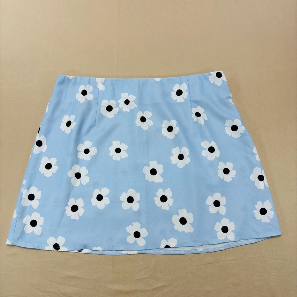 Princess Polly Women’s Light Blue Floral Mini Skirt Size 10