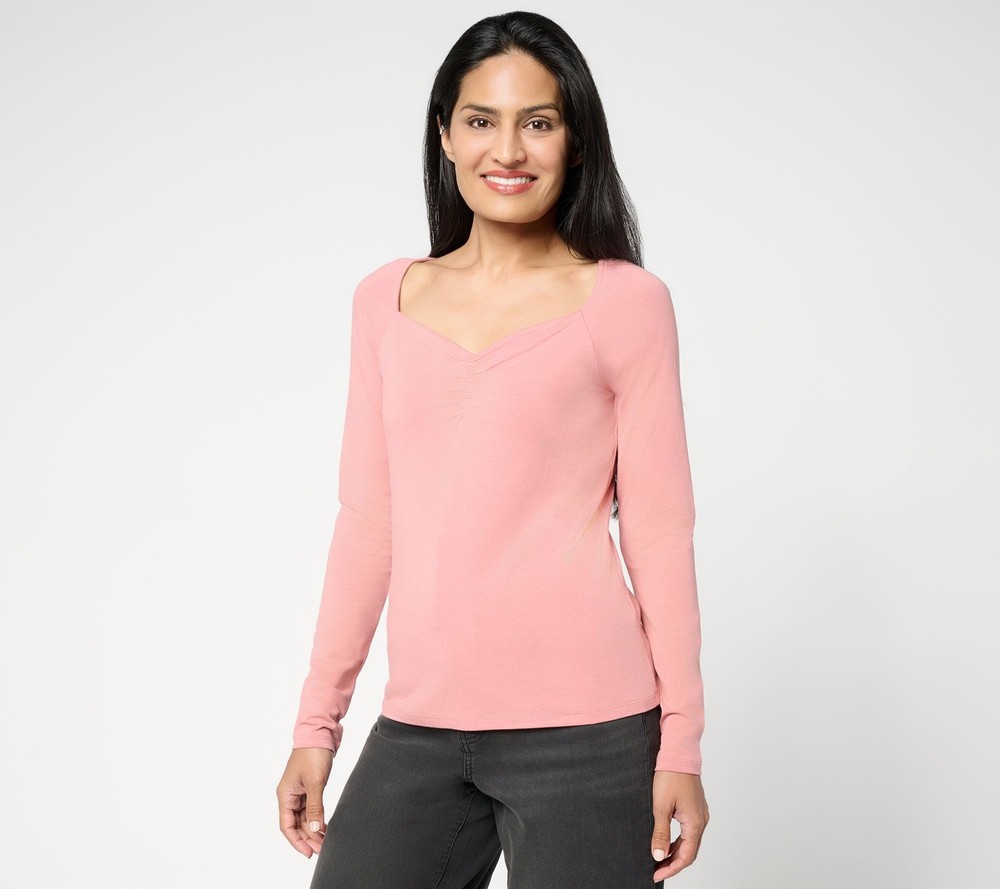 Me by Jennie Garth Women's Top Sz M Terraza Sweetheart Neckline Pink A696918