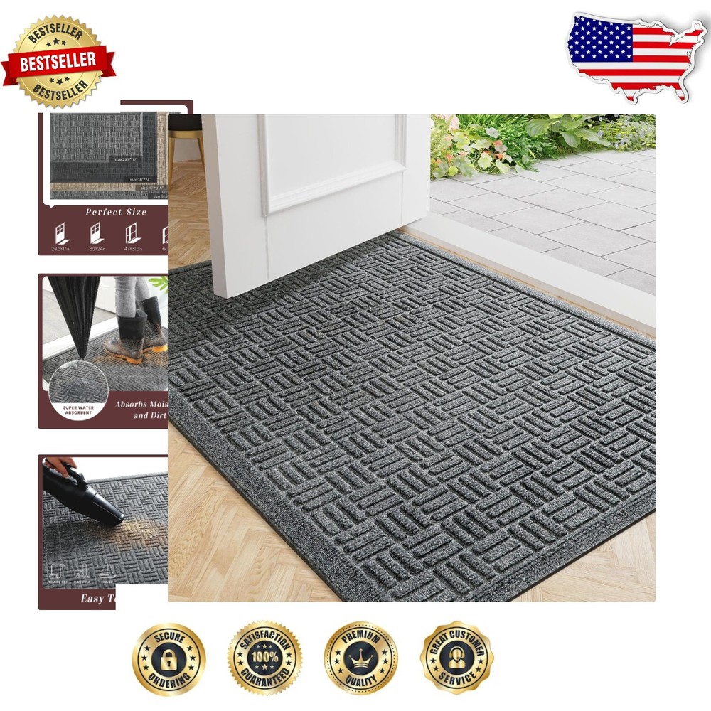 Durable Water-Resistant Grey Doormat for Indoor/Outdoor Entryways – 47