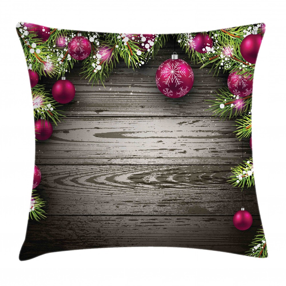 Rustic Christmas Tree Branch 16 Inch Square Pillow Case Cover