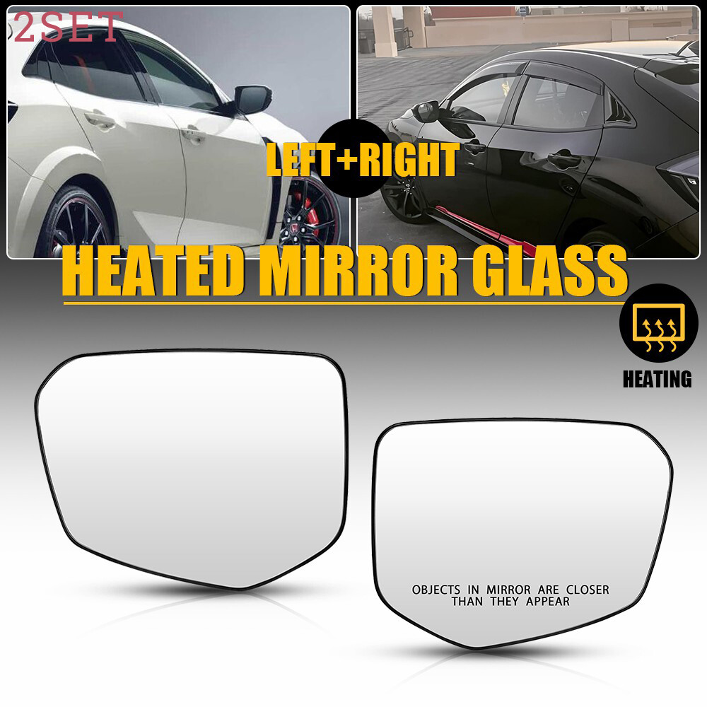 2Pair Driver Passenger Side Mirror Glass Car Accessories For 2016-21 Honda Civic