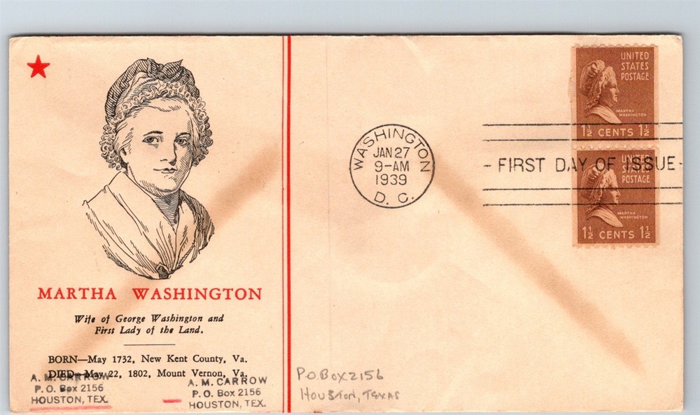 S07-0832, MARTHA WASHINGTON, FIRST DAY COVER