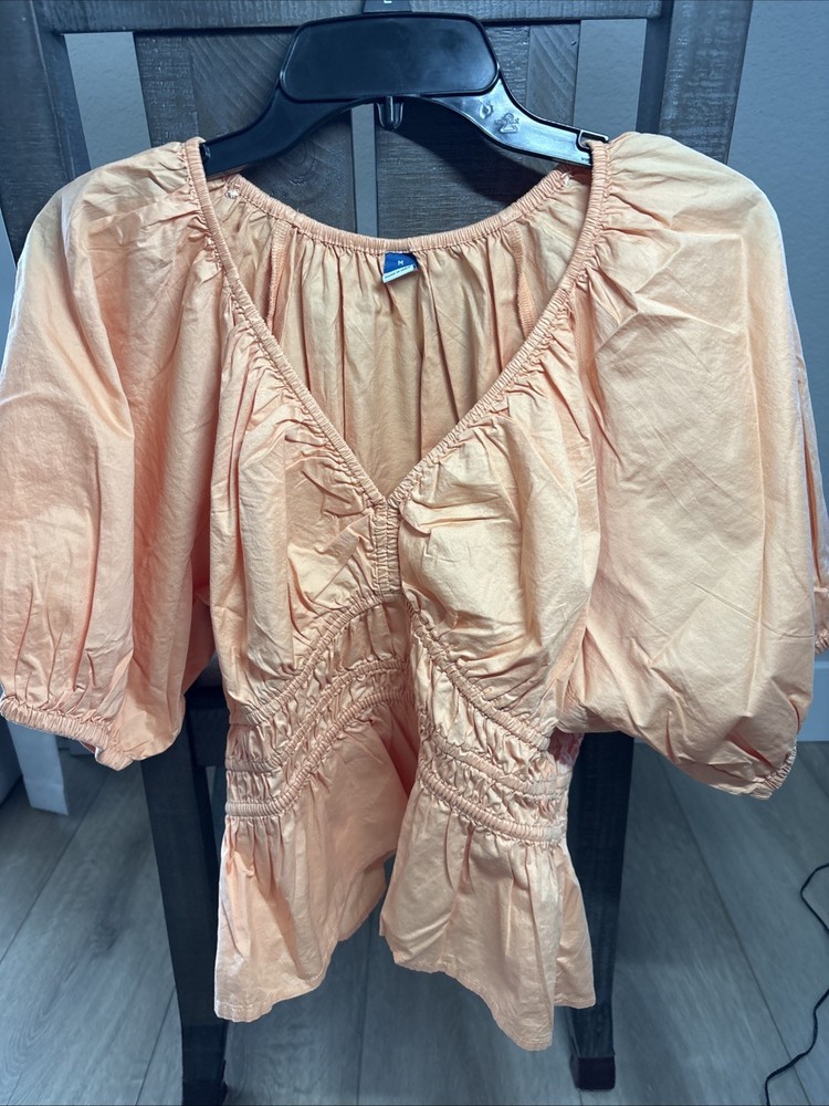 Old Navy Womens Orange Puff Short Sleeve Top Size M (#91)