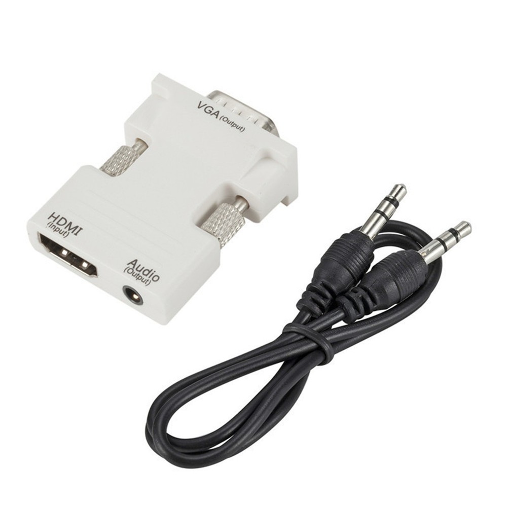 Female HDMI to Male VGA Adapter with Audio for Laptop to TV Connection Plug & Play