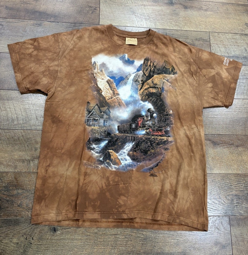 Vintage 1999 The Mountain Train Locomotive Ted Blaylock Tie Dye T-Shirt XXL
