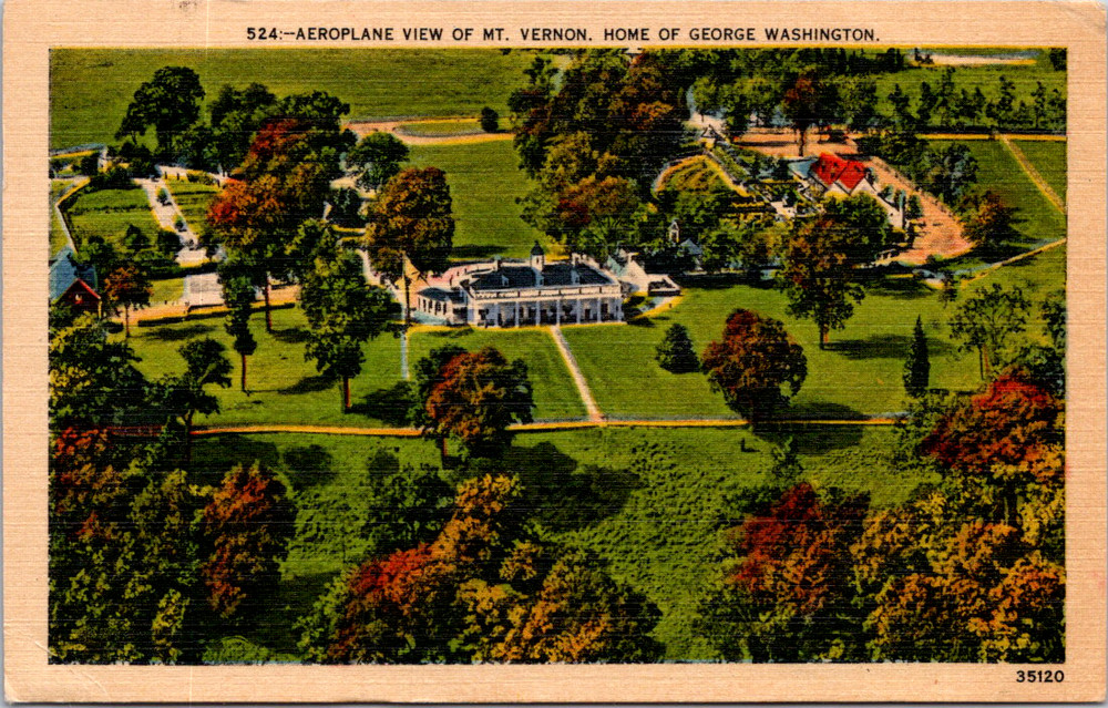Vintage Postcard Aerial View Mount Vernon George Washington Home