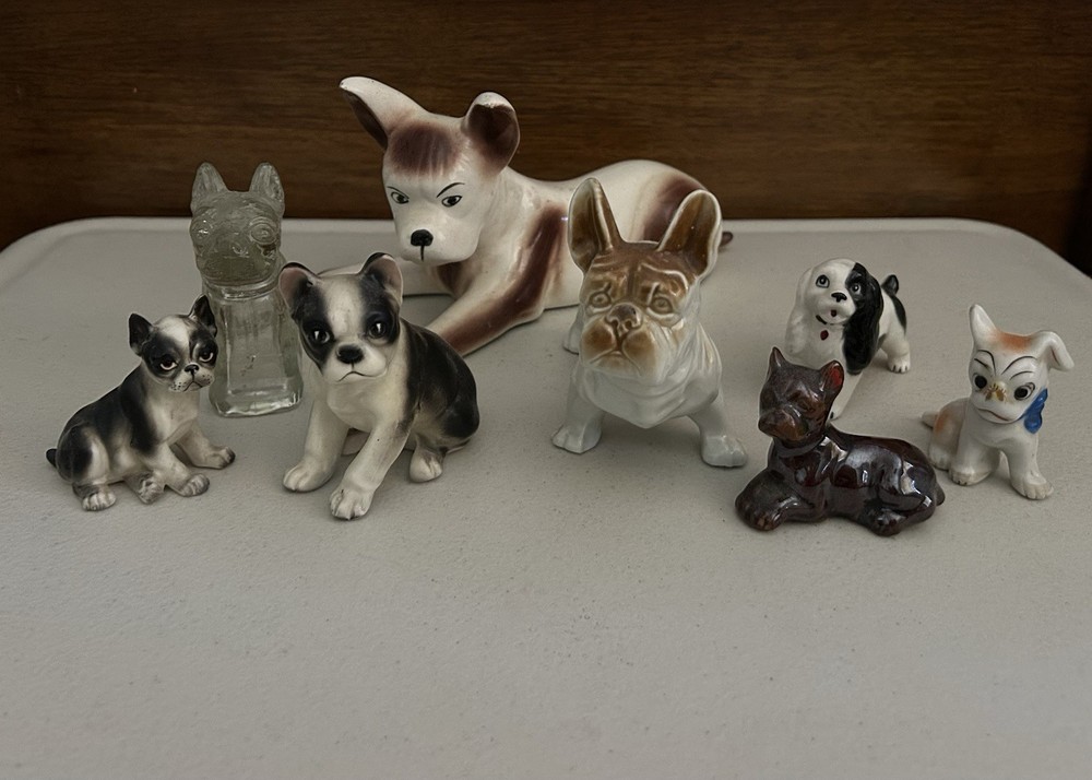 Vintage Ceramic Figurine Dog Lot Boxer/ French Bulldog /other Lot Of 8