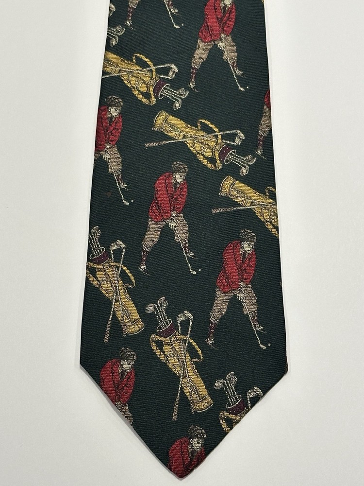 Vintage Polo by Ralph Lauren Green Neck Tie Golf Theme