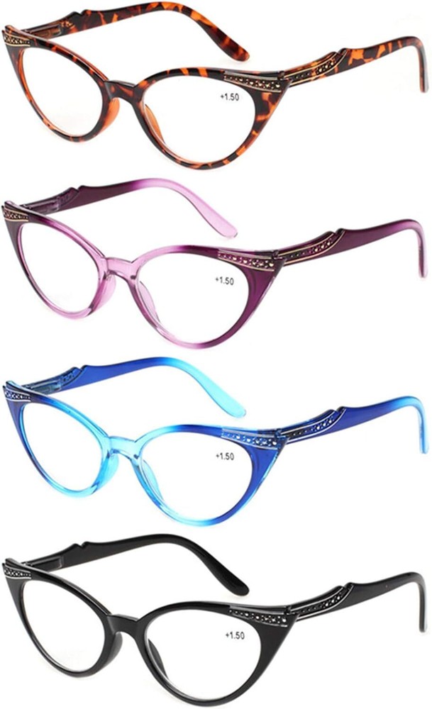 Kerecsen 4-Pack Womens Cateye Reading Glasses with Spring Hinge