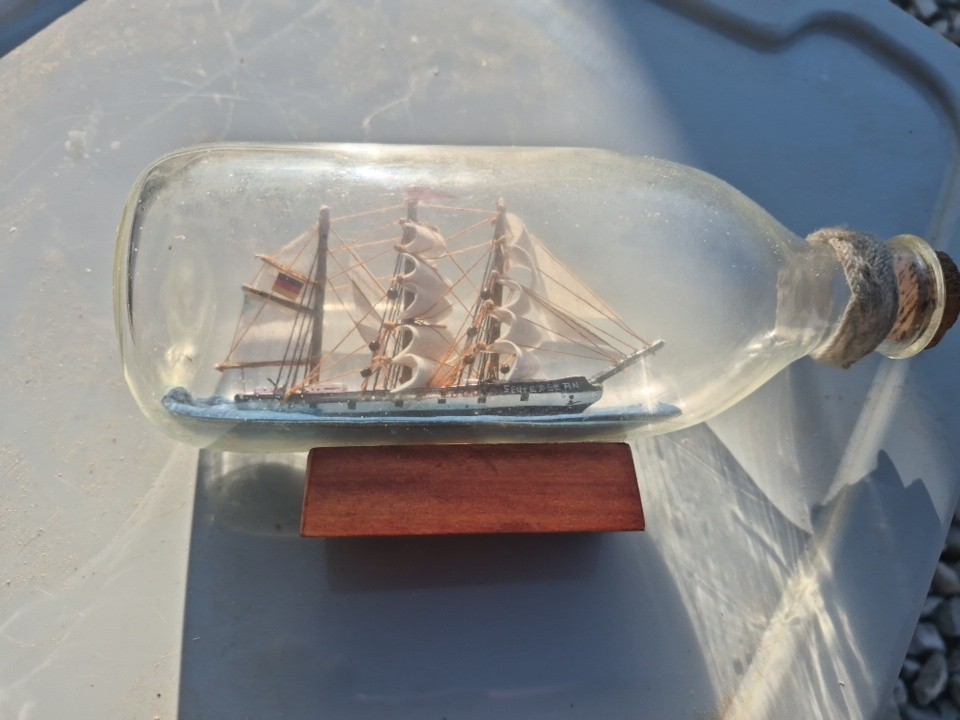 small  German Ship in a bottle vintage