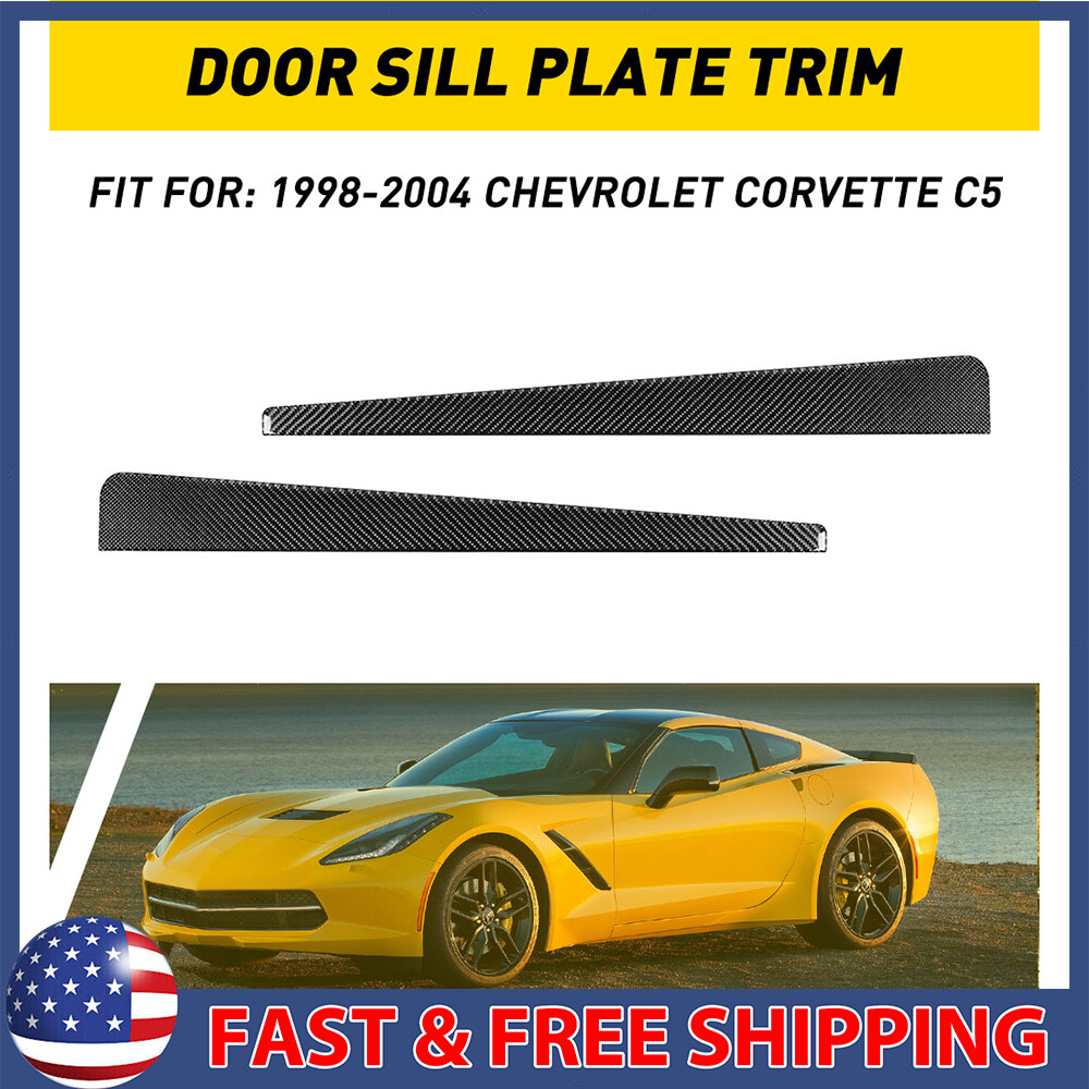 Carbon Fiber Door Sill Trim Plate Cover Fit for Chevrolet Corvette C5 1998-2004