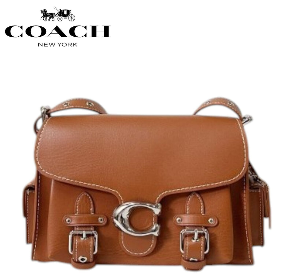 COACH CT721 Cargo Tabby Workwear Leather Handbag Brown with C Hardware