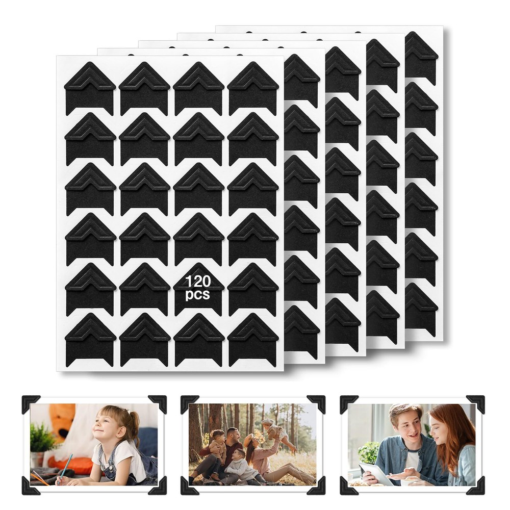 120Pcs Black Photo Picture Mounting Corners,Acid Free Photo Corner Self Adhesive-image