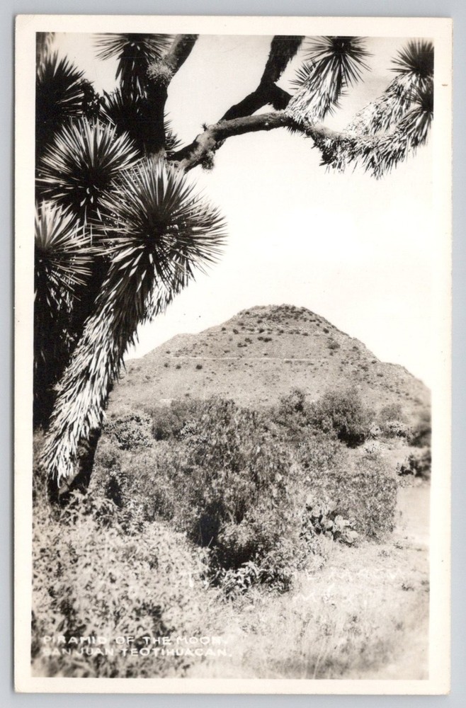 Pyramid of the Moon Teotihuacan Mexico RPPC Vintage Postcard