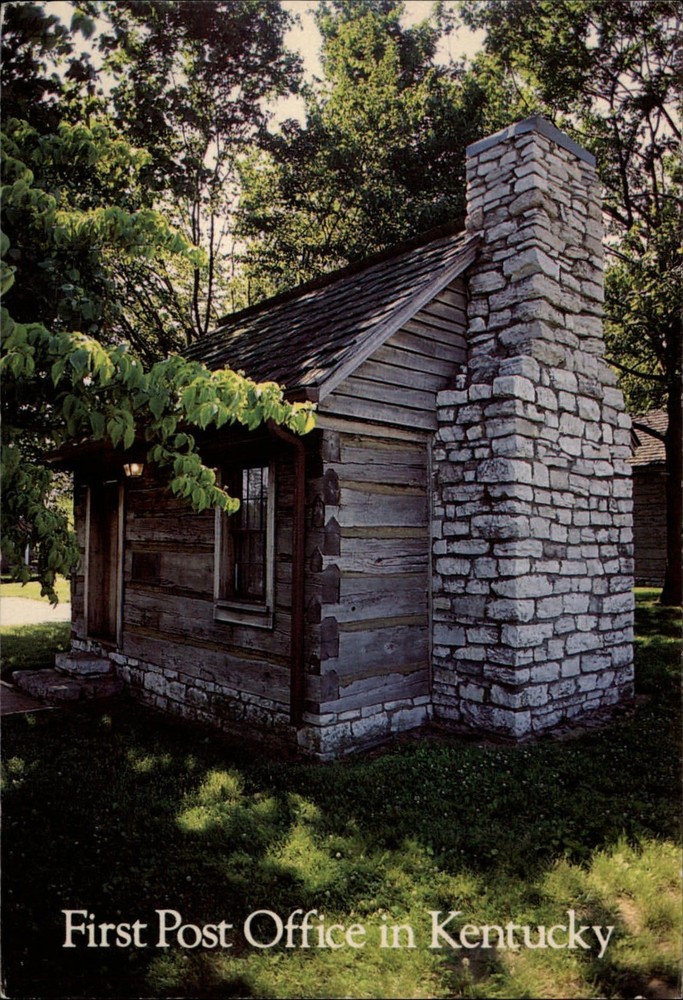 Kentucky Danville First Post Office log cabin built pre-1792 ~ unused postcard
