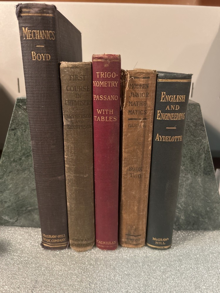 Lot of 5 Vintage Engineering Math Textbooks Antique Dark Academia Decor