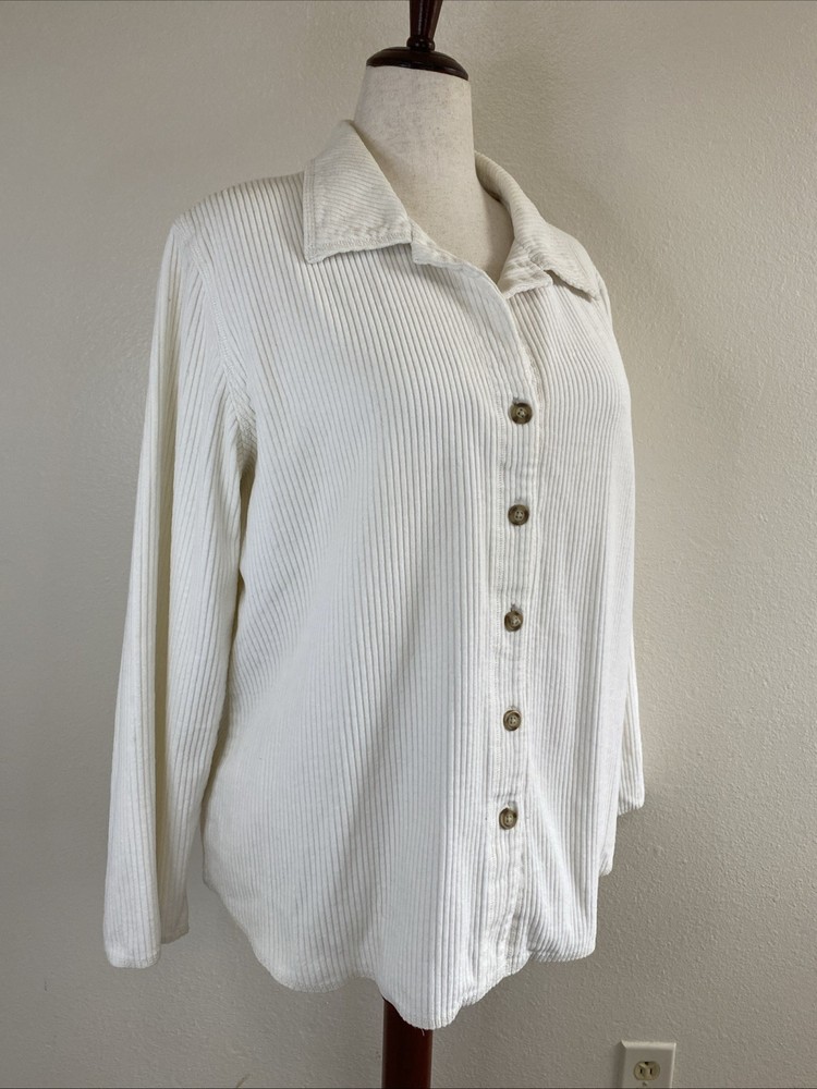 Croft & Barrow Corduroy Ivory Button Up Shirt Shacket. 100% Cotton XL