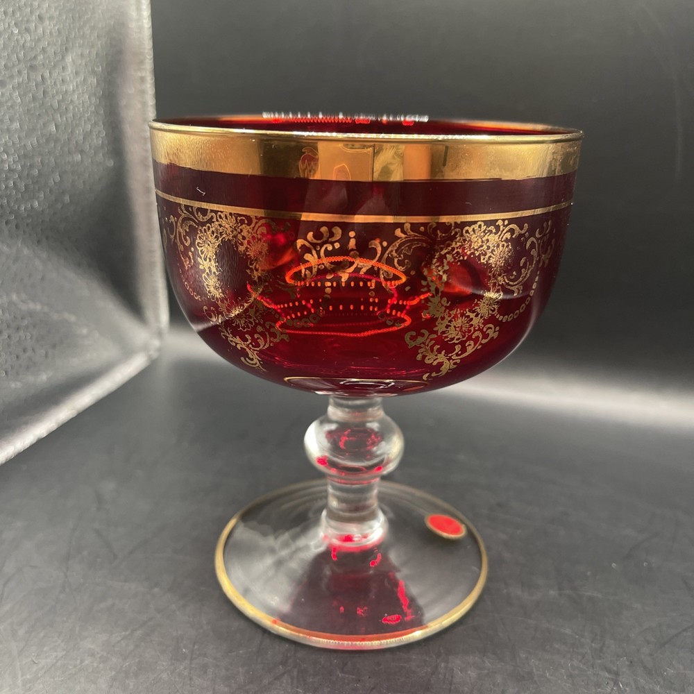 Vintage Murano Glass Compote Bowl by Vetri Artistici Italy
