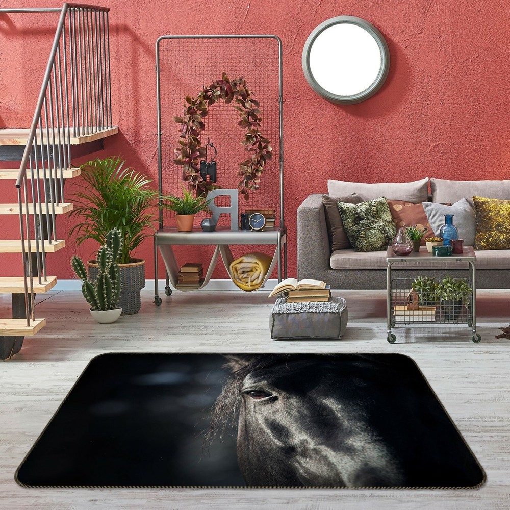 3D Black Horse Eyes O796 Animal Non Slip Rug Mat Elegant Photo Carpet Fay