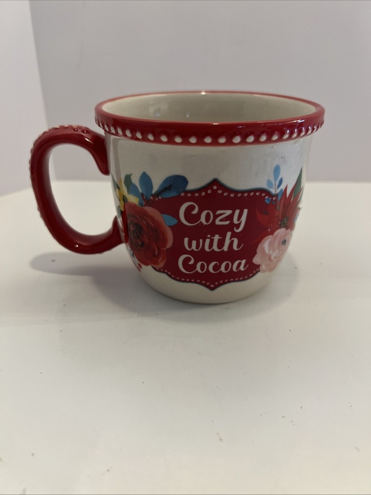 Pioneer Woman Stoneware Beverage Mug “Cozy with Cocoa” 16oz For Cocoa Lovers NEW