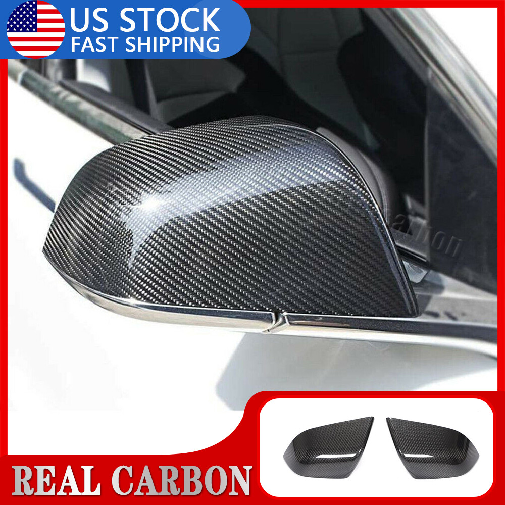 Real DRY Carbon Fiber Rearview Mirror Cover Caps For Tesla Model 3 (2017-2024)