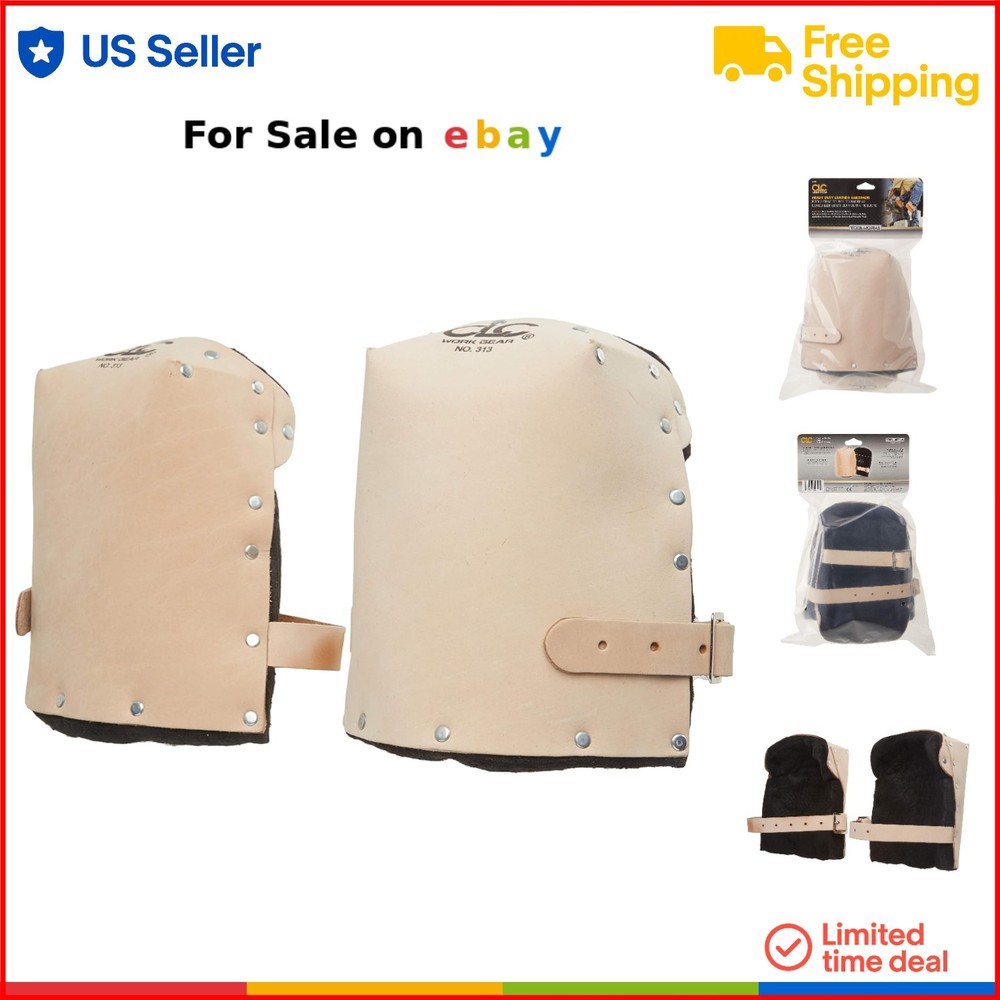 Heavy Duty Adjustable Leather Kneepads with Double Thick Lining for Work