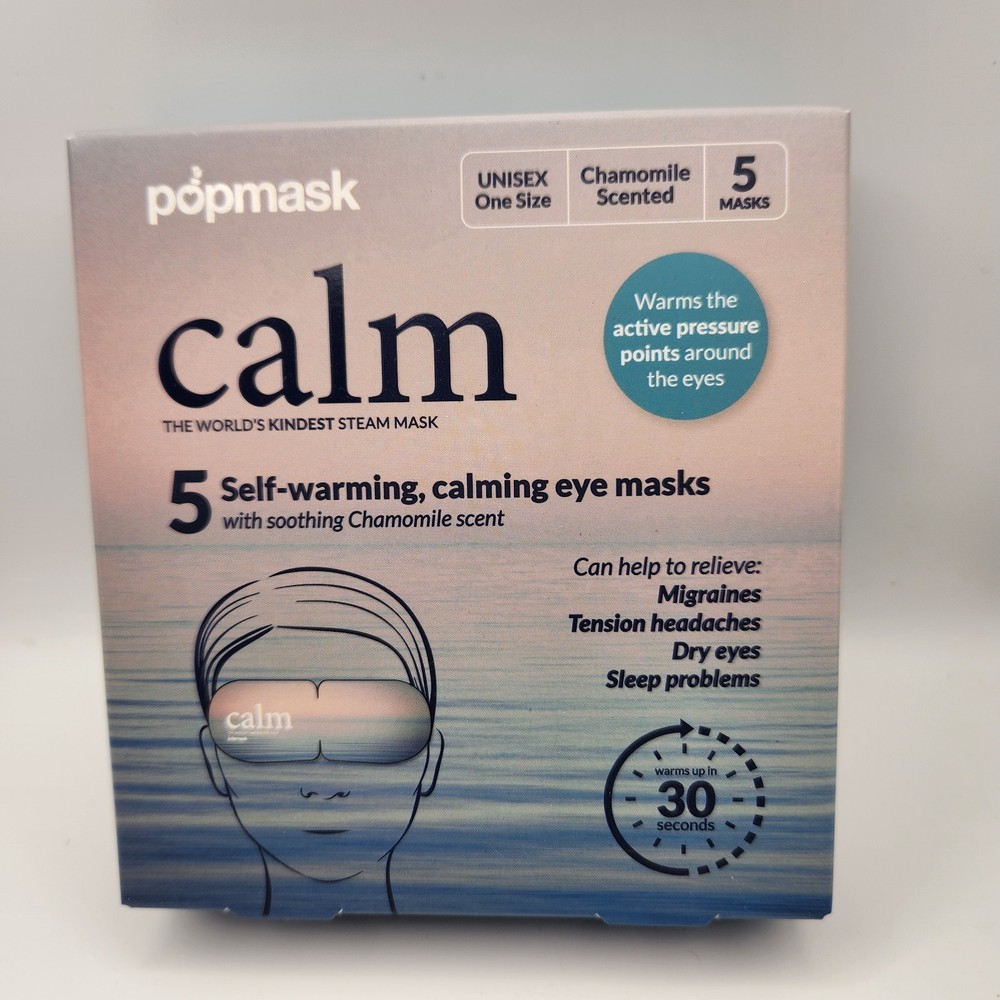 Popmask Calm Self-Warming Chamomile Eye Masks 5-Pack NIB