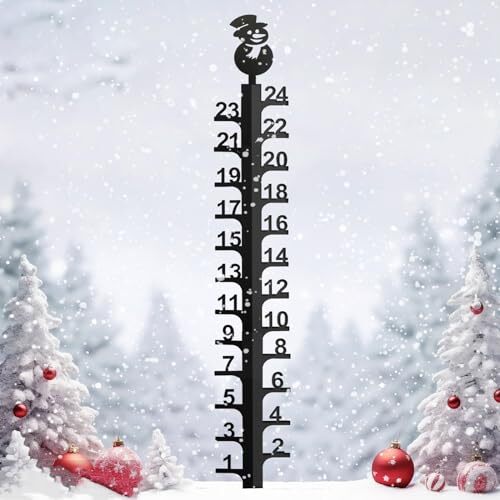 24 inch Outdoor, Iron Art Snow Measuring Gauge,Winter Snowman Snow Gauge