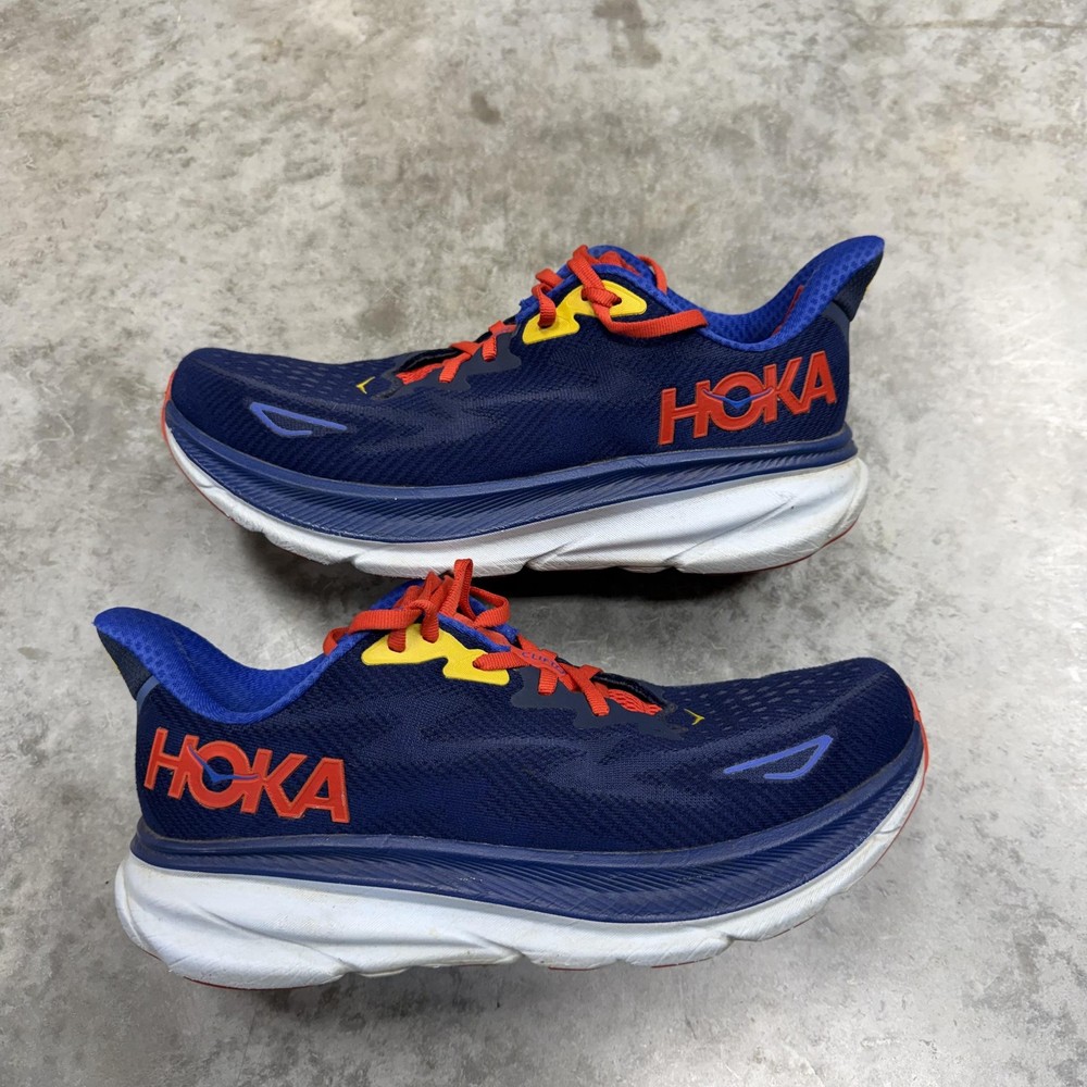 Hoka One One Clifton 9 Shoes Mens Size 8.5 Blue Road Running Athletic Sneakers
