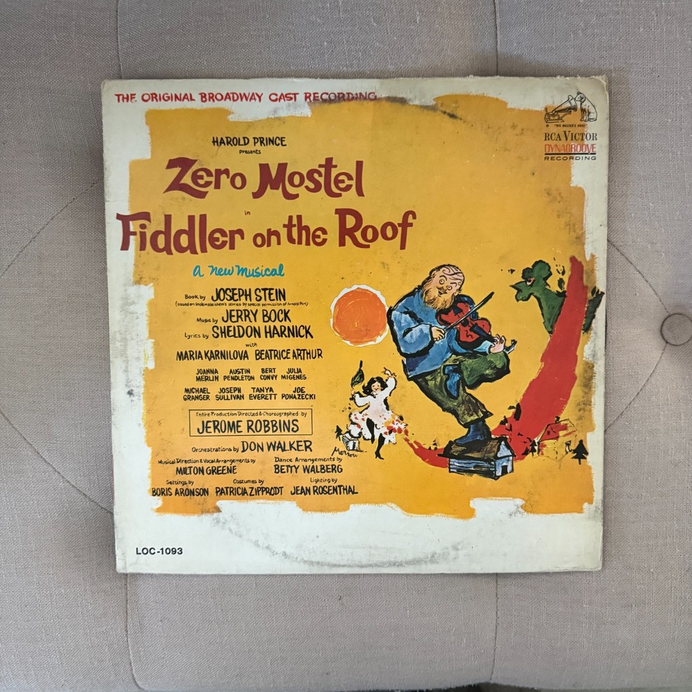 Fiddler On The Roof Zero Mostel A New Musical Vinyl Lp Rca Victor Lso-1093 1964