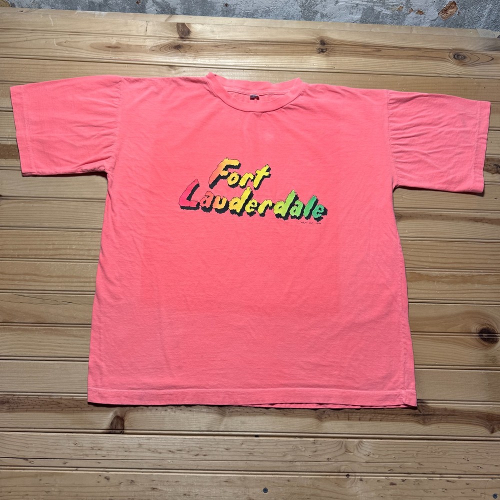 Vintage 1989 Fort Lauderdale Florida Neon Travel Tourist Souvenir Shirt Size XL