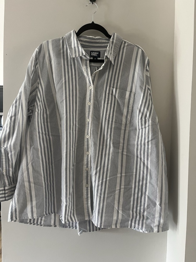 Women's Lands’ End   Long Sleeve Striped Button-Up Size 3X 24w-26w