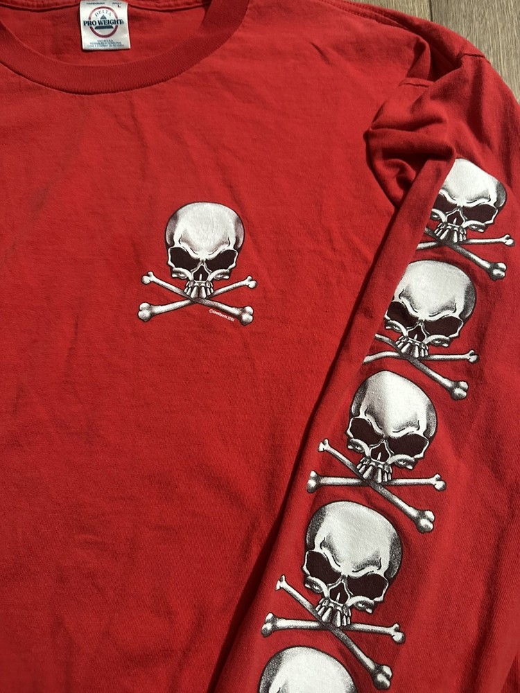 Rare Grail Vintage Skull Print West Coast Choppers Style Long Sleeve Tee Size L