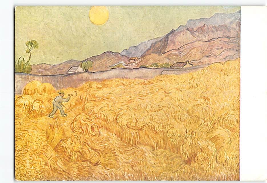Postcard Wheatfield with reaper By Vincent van Gogh Saint Rémy France