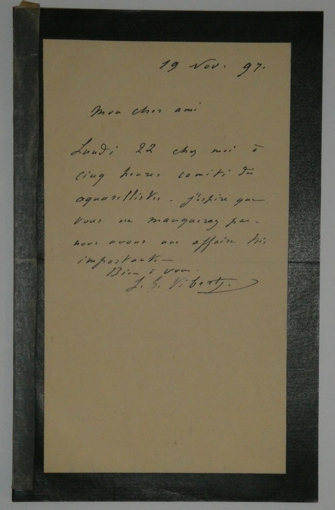 VIBERT Jean Georges - SIGNED AUTOGRAPH LETTER, WATERCOLOR COMMITTEE, 1897