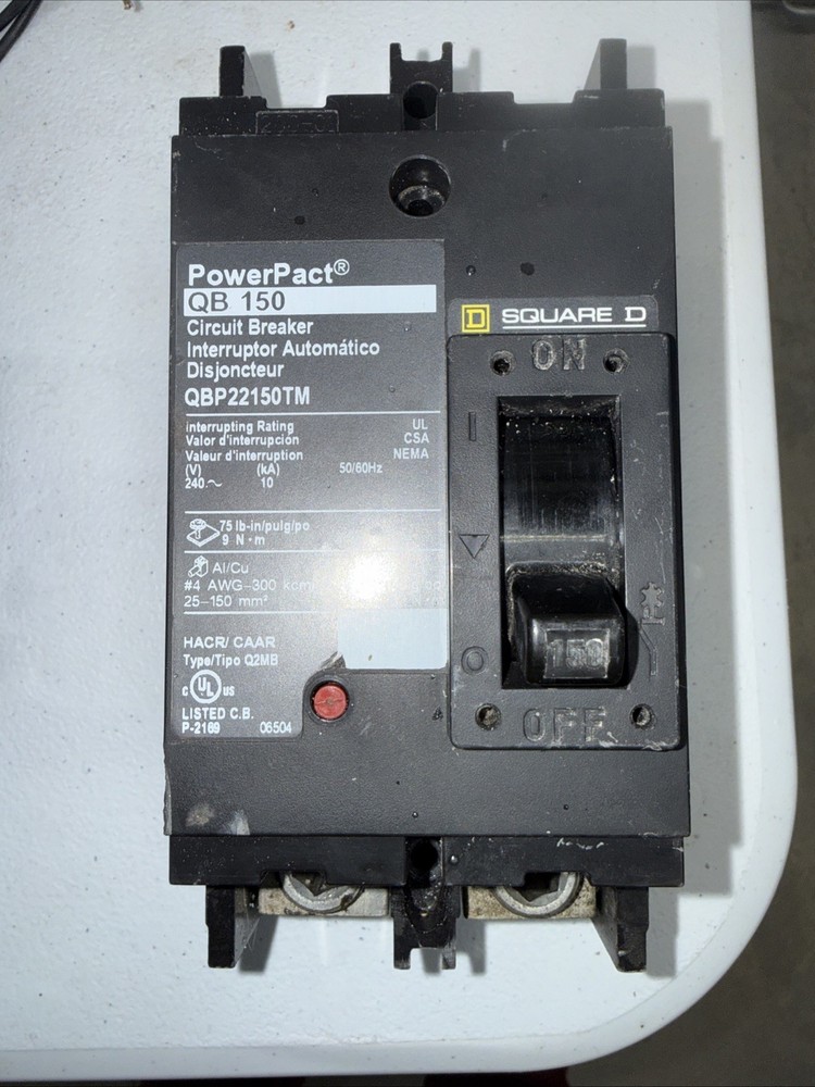 Square D PowerPact  QBP22150TM  150amp Circuit Breaker 240V