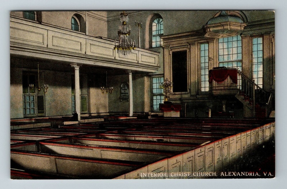 Alexandria VA-Virginia, Interior, Christ Church, Religion, Vintage Postcard