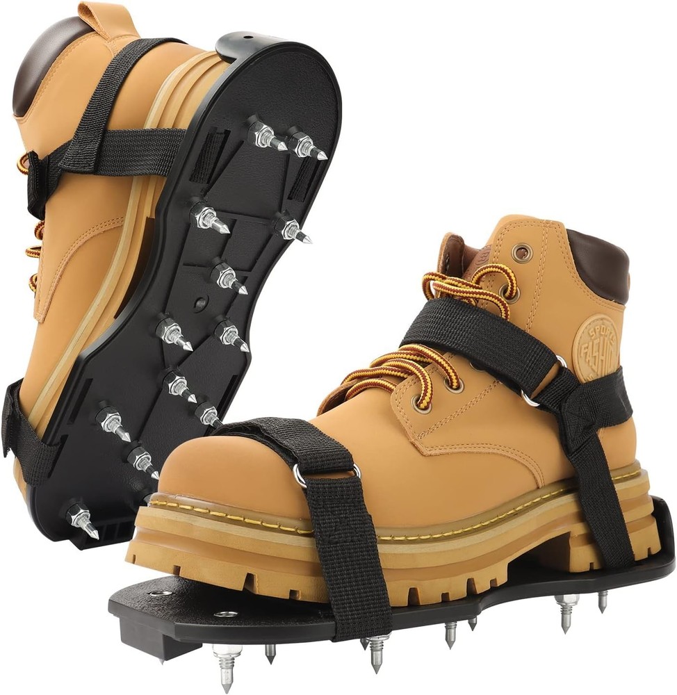 FIETODK Gunite Spiked Epoxy Shoes with 3/4 Inch Short Spikes for Floor Overlay in Black