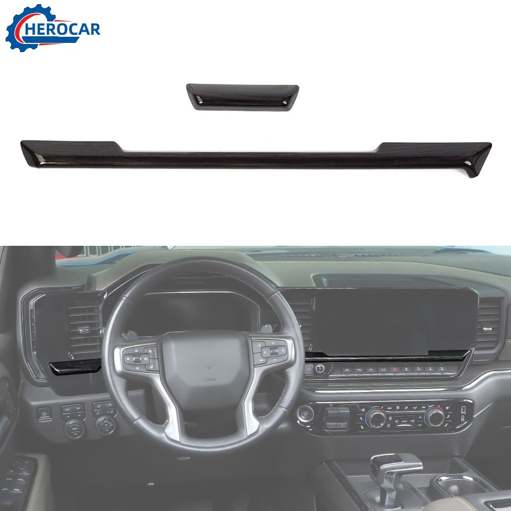 Front Dashboard Panel Decor Trim Cover Strip Molding For Chevy Silverado 2022-25